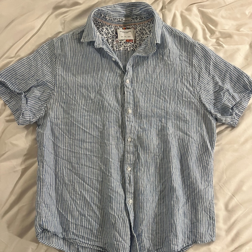 Denim and Flowers Blue/White Stripes